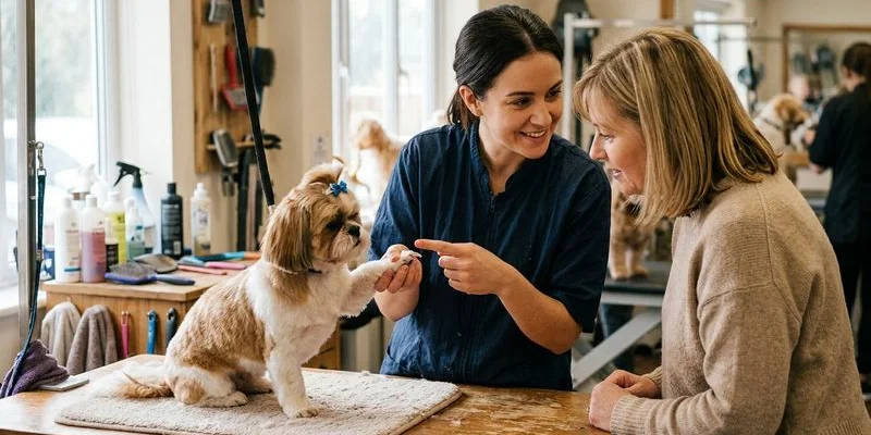 Diagram showing the quick inside a dog nail and proper trim line